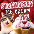 Cute Card On Strawberry Ice Cream Day.