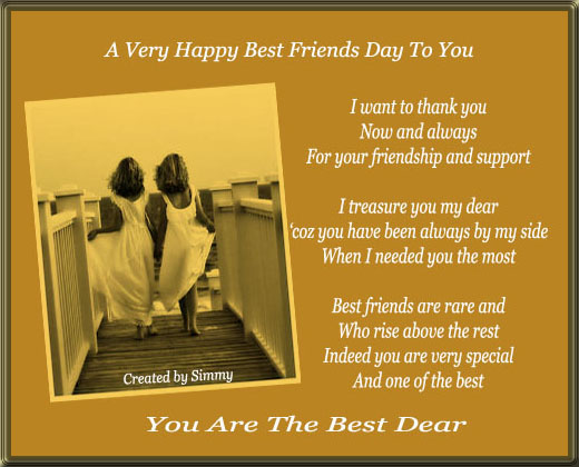 You Are The Best Dear. Free Happy Best Friends Day eCards | 123 Greetings