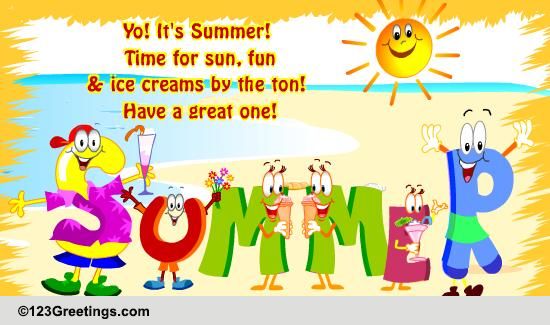 Sun, Fun And Ice Cream! Free Happy Summer eCards, Greeting Cards | 123