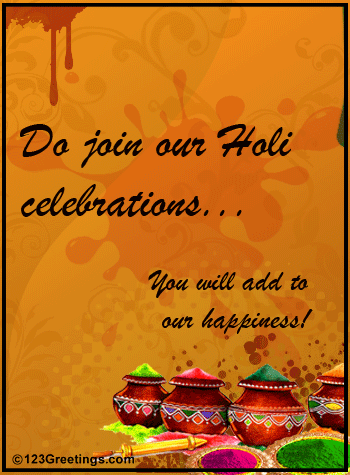 holi invitation card sample