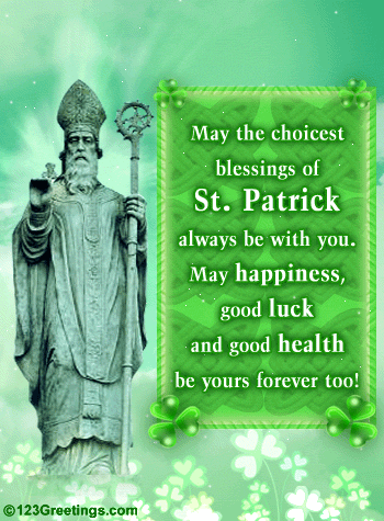 Choicest Blessings Of St. Patrick... Free Irish Blessings eCards | 123
