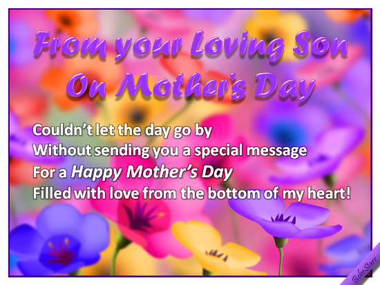 From Your Loving Son. Free Happy Mother's Day Ecards, Greeting Cards 