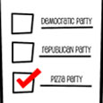 Funny Political Pizza Party Card.