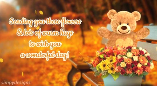 Flowers And Hugs For You. Free November Flowers eCards, Greeting Cards