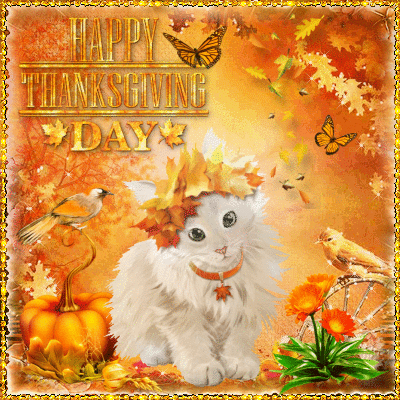 Cute Happy Thanksgiving Day Cat... Free Happy Thanksgiving eCards | 123