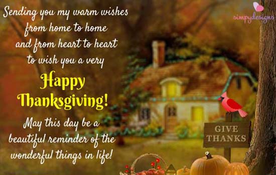 Wishes From Across The Miles. Free Happy Thanksgiving eCards | 123 Greetings