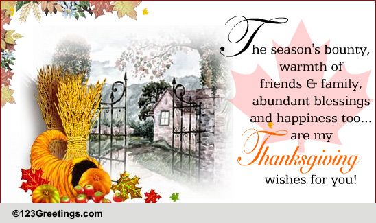 Thanksgiving Wishes For You! Free Happy Thanksgiving eCards | 123 Greetings