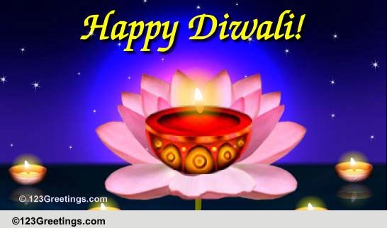 Diwali Lotus Diya! Free Diyas eCards, Greeting Cards | 123 Greetings