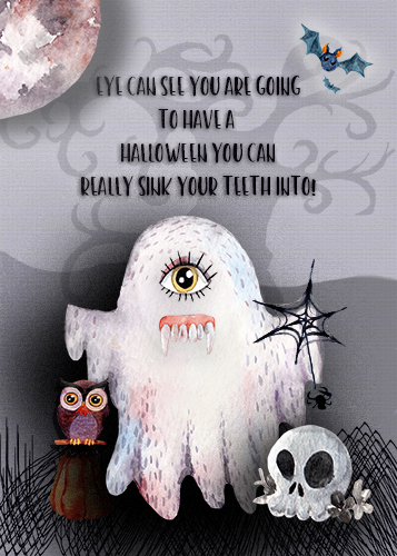 Halloween Ghost With One Eye. Free Spine Chilling Fun eCards | 123