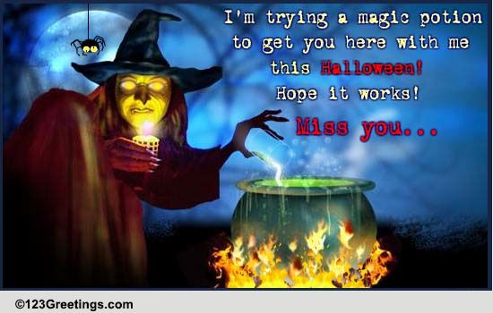 Halloween Miss You Potion! Free Miss You eCards, Greeting Cards 123