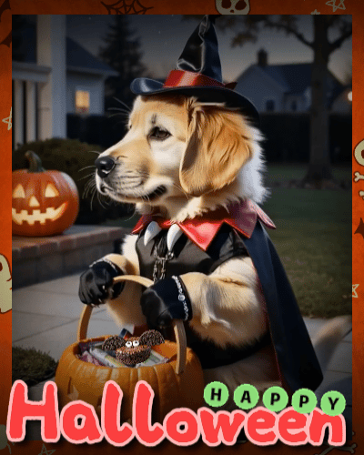 A Cute Trick Or Treat Greeting Card.