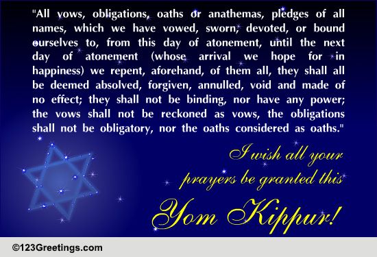 Prayers Be Granted... Free Yom Kippur eCards, Greeting Cards | 123 ...