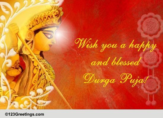 Happy And Blessed Durga Puja. Free Religious Blessings Ecards 