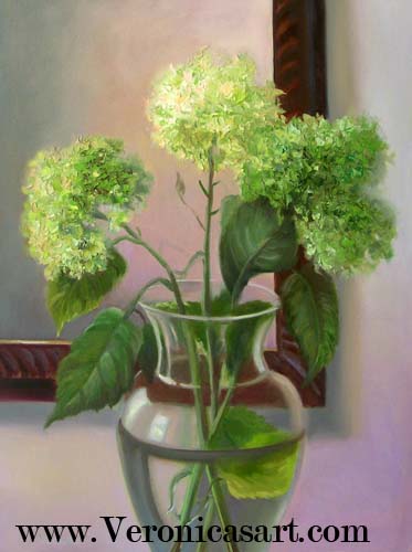 flowers in vase painting. Oil painting of flowers with