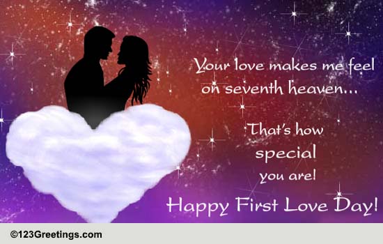 On Seventh Heaven In Love... Free First Love Day eCards, Greeting Cards