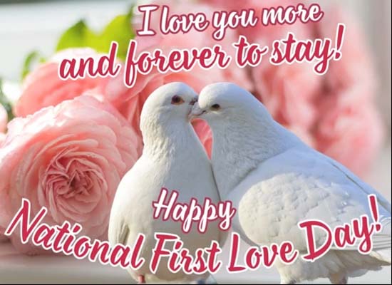 Cute Dove Ecard On First Love Day. Free First Love Day eCards | 123
