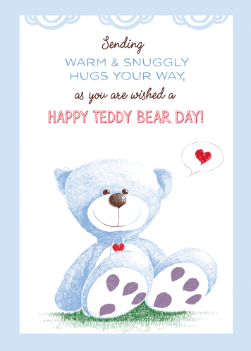 Send Snuggly Hugs, Blue Teddy Bear