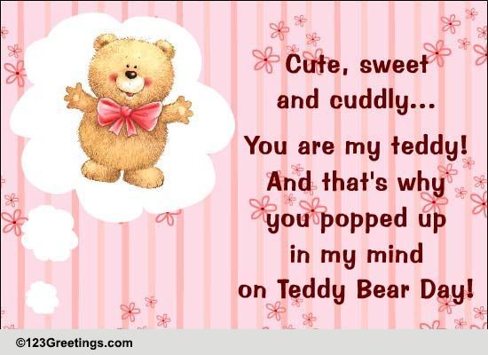 My Cute Teddy Free Teddy Bear Day Ecards, Greeting Cards 