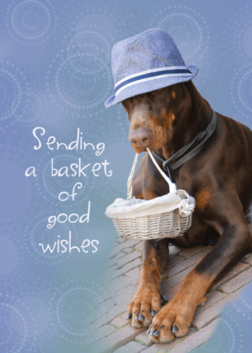 Sending Cheer Dog With Basket Free Get Well Soon eCards, Greeting Cards