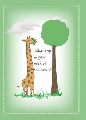 hi giraffe saying card send cards greeting greetings