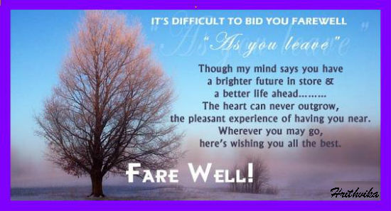 It’s Difficult To Bid Farewell. Free Good Luck eCards | 123 Greetings