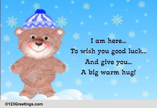 A Big Hug For Good Luck Free Good Luck ECards Greeting Cards 123 