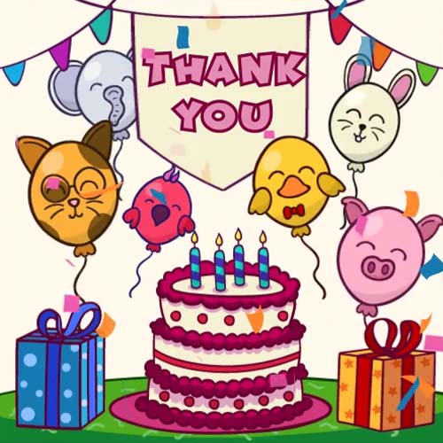 Thank You With Balloons. Free Birthday Thank You eCards, Greeting Cards 123 Greetings