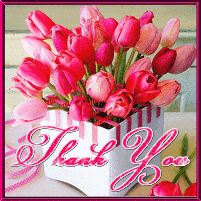 Pink Tulip Thank You Card.