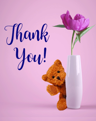 Thank You Wishes With Flower And Teddy.
