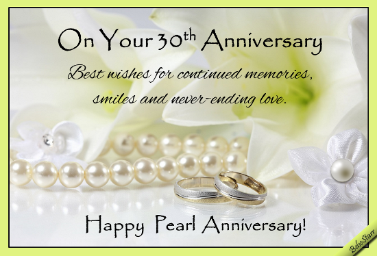 Pearl Anniversary Wishes. Free Milestones eCards, Greeting Cards | 123 ...