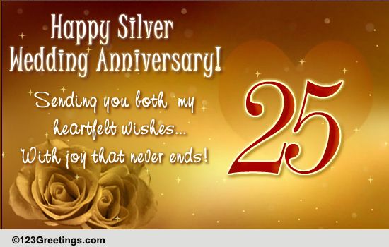 Silver Wedding Anniversary! Free Milestones eCards, Greetings