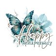 Butterfly & Flowers Anniversary Card.