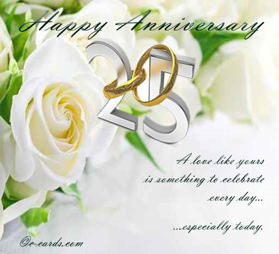 Silver Wedding Anniversary Free To A Couple Ecards Greeting Cards