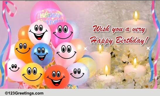 A Very Happy Birthday Wish. Free Cakes & Balloons eCards | 123 Greetings