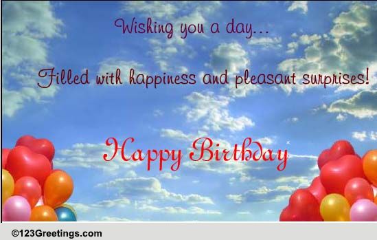 Happiness And Pleasant Surprises! Free Cakes & Balloons eCards | 123 ...
