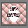 Happy Birthday In Pink And Gray Plaid.