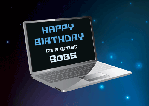 Boss Birthday With Computer.
