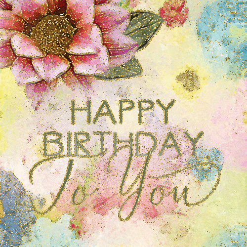 Happy Birthday With Watercolor Flowers.