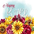 Beautiful Bright Floral Birthday Card.