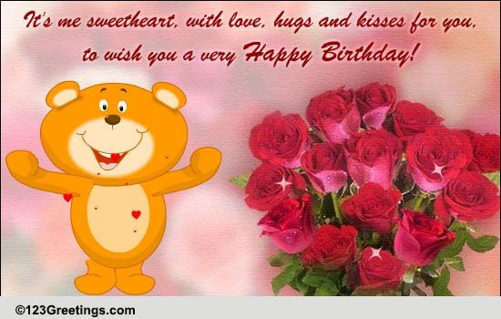 Roses With B'day Love And Hugs! Free Birthday for Her eCards | 123 ...