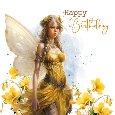 Beautiful Yellow Fairy Birthday Card.