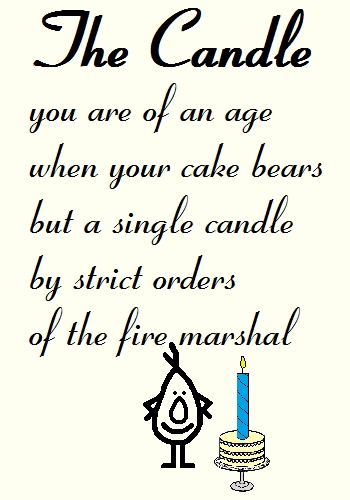 The Candle, A Funny Birthday Poem. Free Funny Birthday Wishes eCards