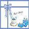 Happy Birthday With Blue Bow And Gifts.