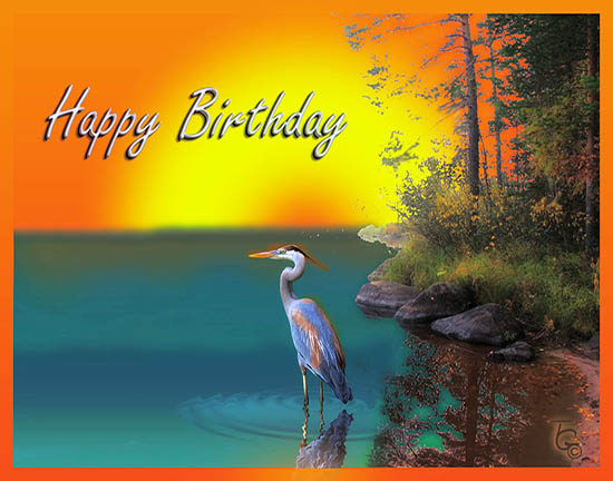 Birthday Heron On The Lake. Free Happy Birthday eCards, Greeting Cards ...