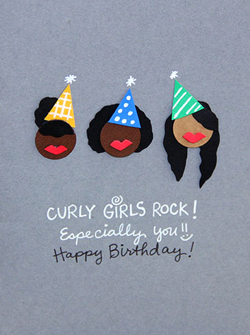 Curly Girls Rock Birthday Card.