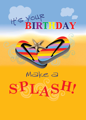 Flip Flops On The Beach Birthday Card. Free Happy Birthday ...