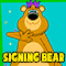 Signing Birthday Bear.