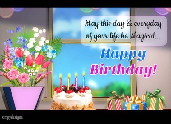 Magical Birthday Wishes With Flowers. Free Happy Birthday eCards | 123 ...