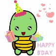 Happy Birthday With Cute Turtle.
