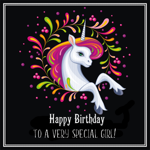 Unicorn Says Happy Birthday To Girl Free For Kids Ecards 123